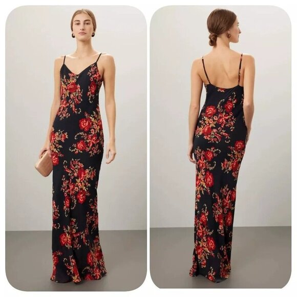 NEW REFORMATION Women's Parma Dress Admire Black/Red - Picture 2 of 9